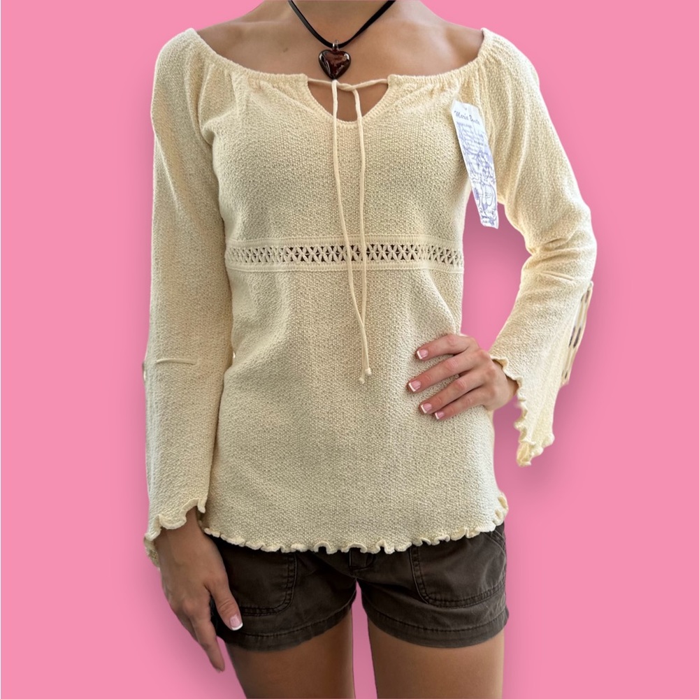 ✮ vintage textured knit peasant top ✮